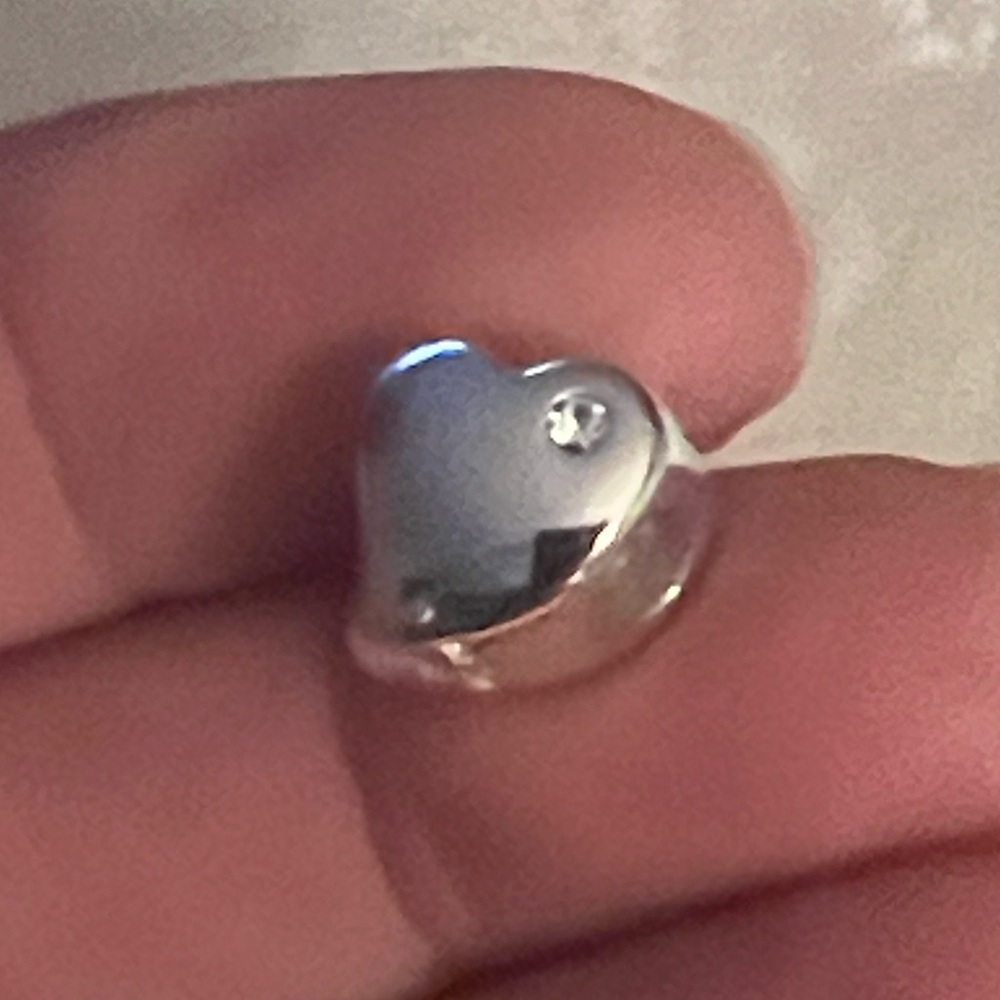 🩶 LK NW STAMPED 925 IBB THAI STERLING SILVER HEART w/RHINSTONES BRACELET CHARM